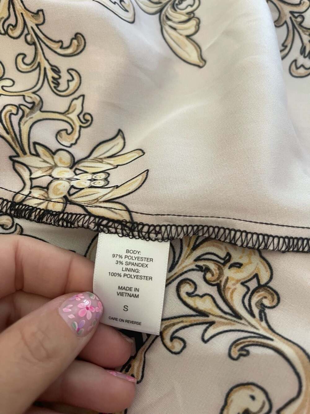 New York & Company Baroque Floral Maxi Dress Pink Gold Bold Print Resort Size S - Picture 5 of 10